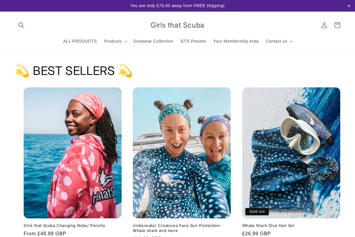 Girls that Scuba Trips homepage screenshot