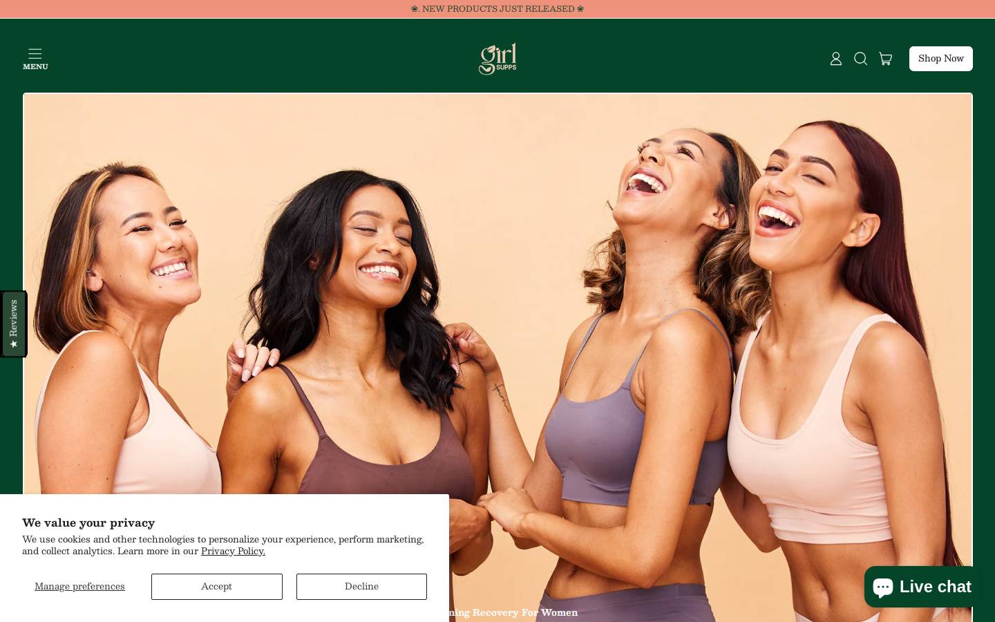 girlsupps.com homepage screenshot