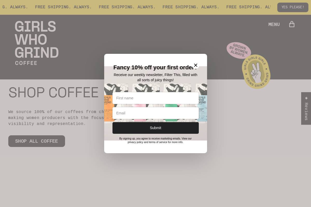 girlswhogrindcoffee.com homepage screenshot