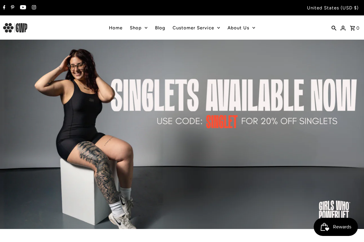 Girls Who Powerlift homepage screenshot