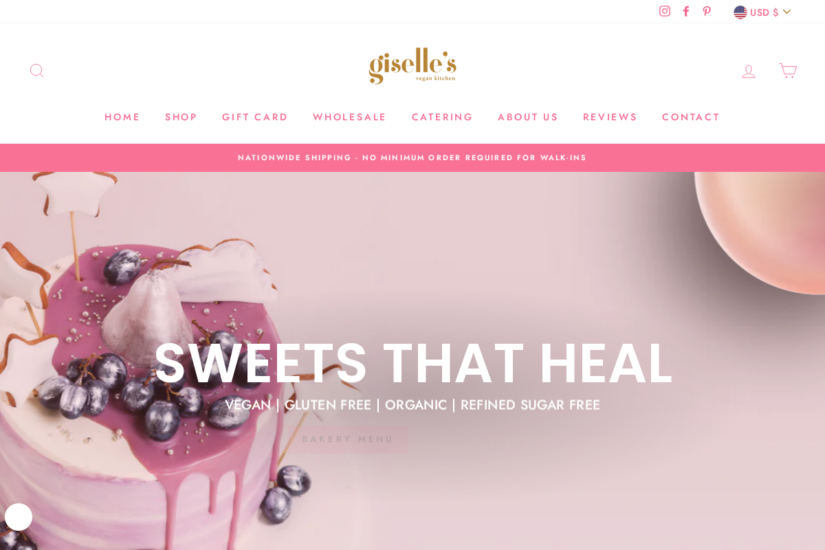 Giselle's Vegan Kitchen homepage screenshot