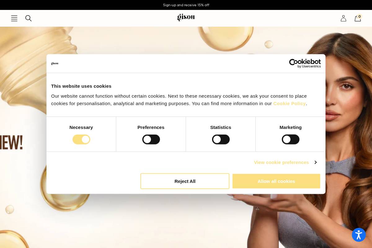 Gisou homepage screenshot