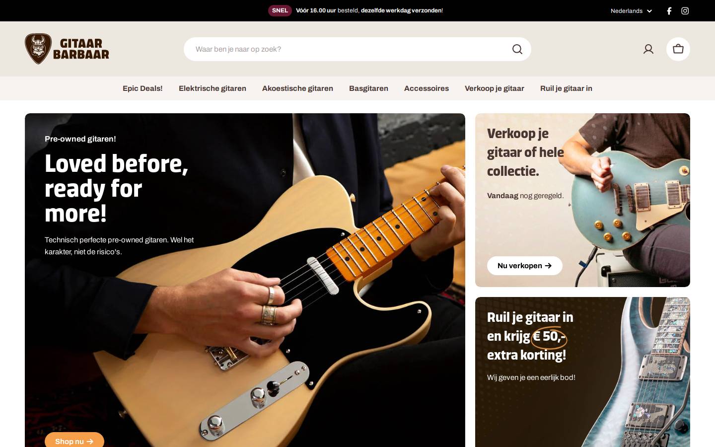 gitaarbarbaar.nl homepage screenshot