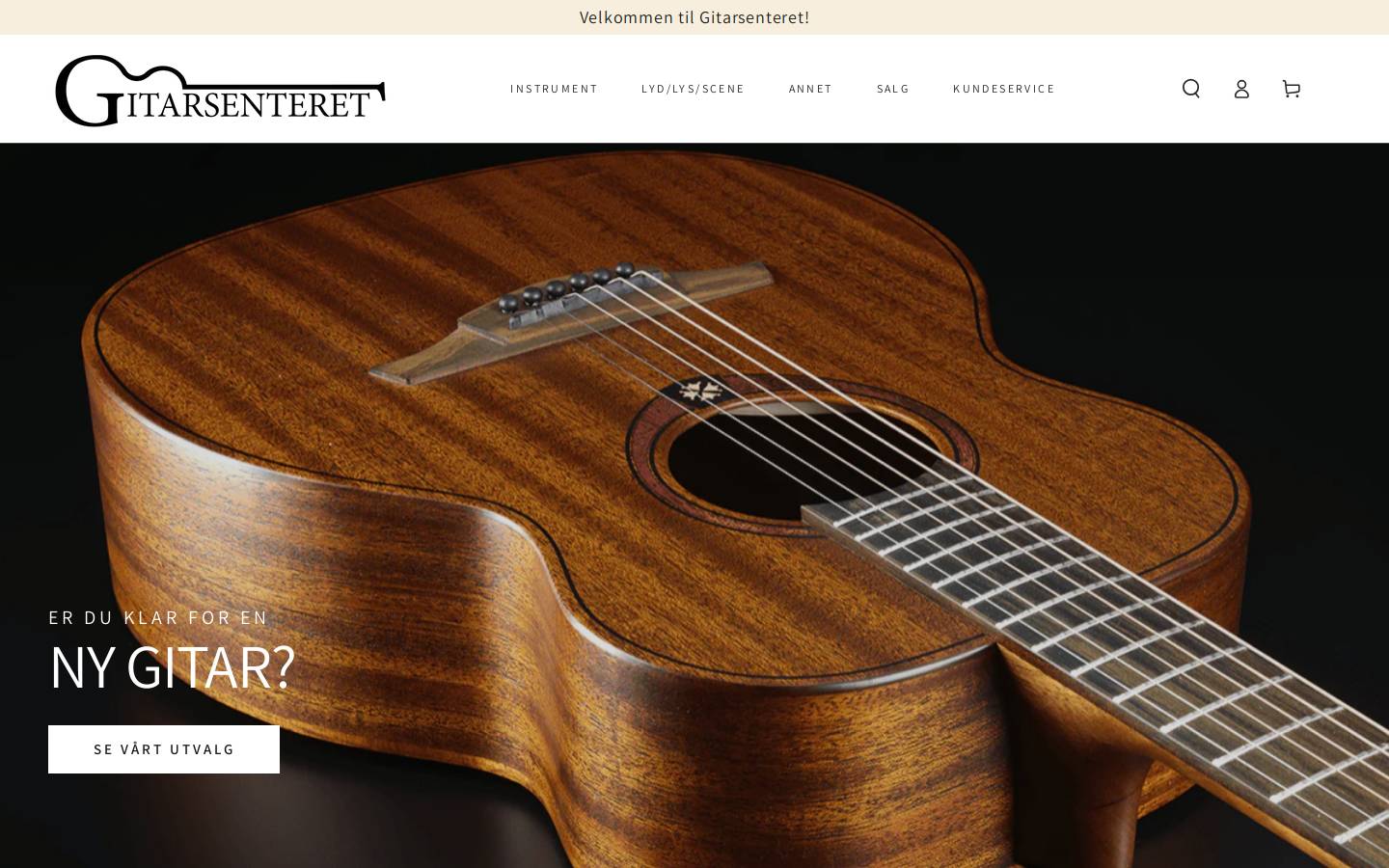 gitarsenteret.no homepage screenshot