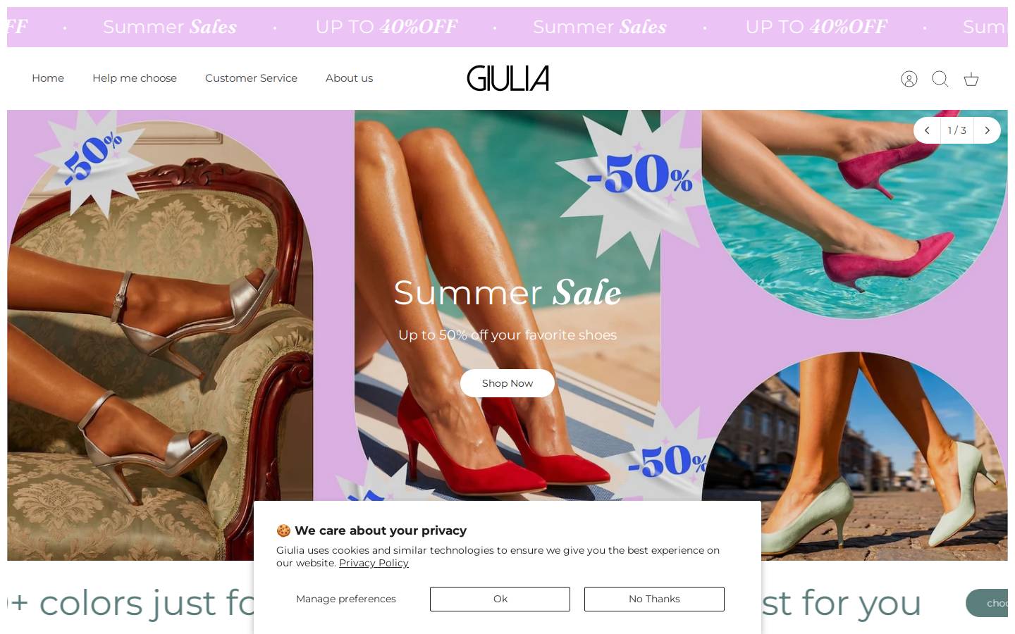 Giulia Shoes homepage screenshot