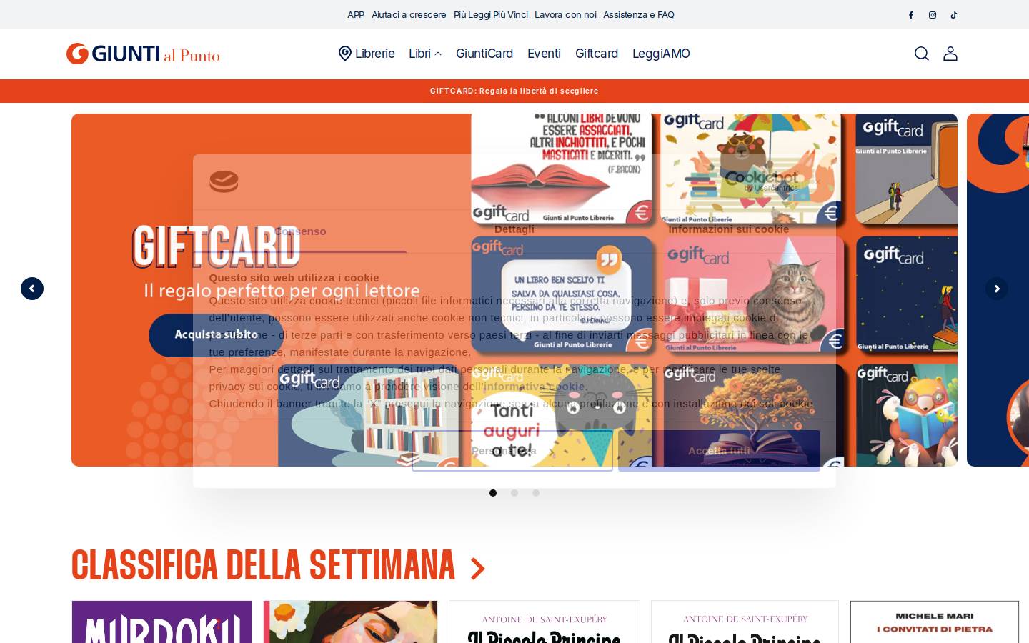 Librerie Giunti al Punto homepage screenshot