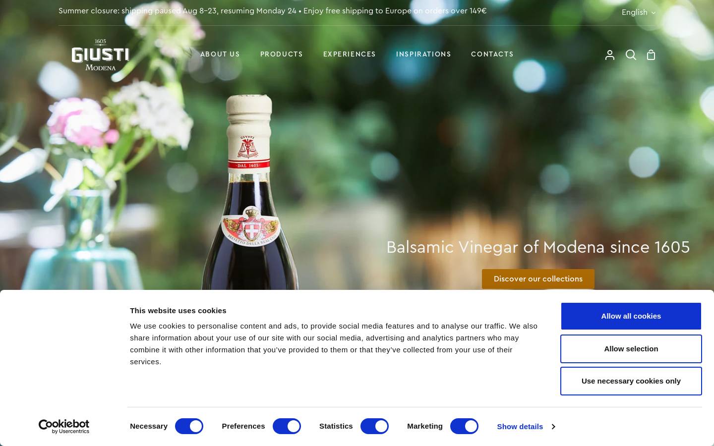Acetaia Giusti homepage screenshot