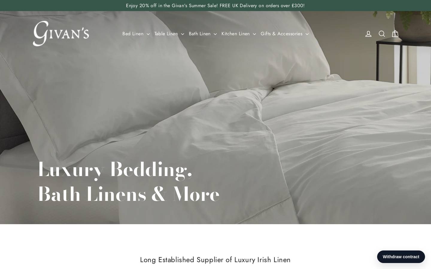 Givan's Irish Linen Stores homepage screenshot