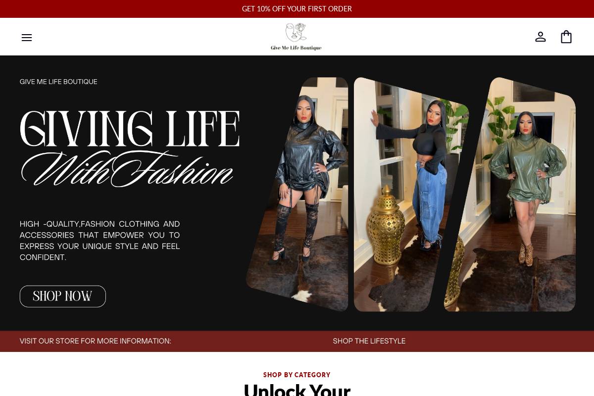 givemelifeboutique.com homepage screenshot