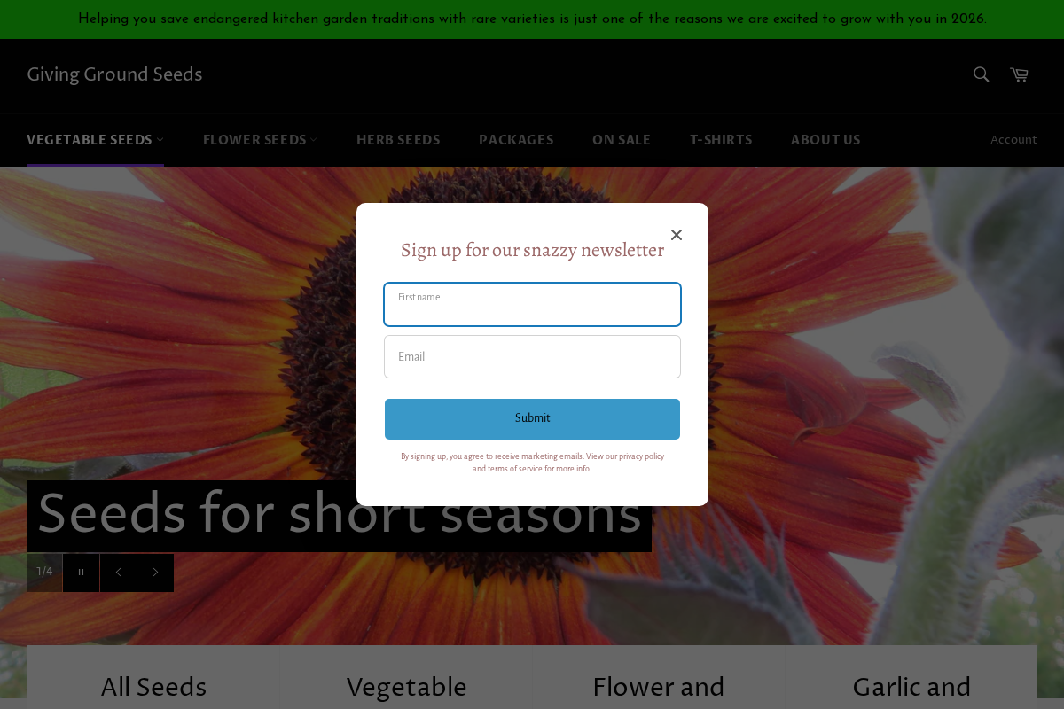 Givinggroundseeds homepage screenshot