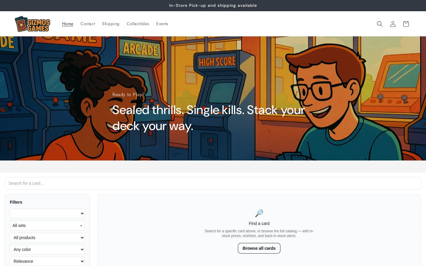 gizmosgames.com homepage screenshot
