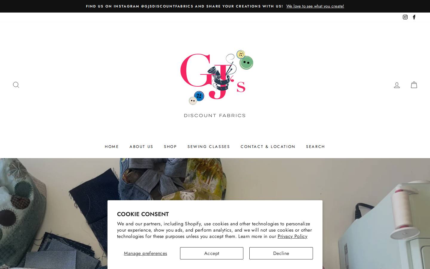 gjsdiscountfabrics.com.au homepage screenshot