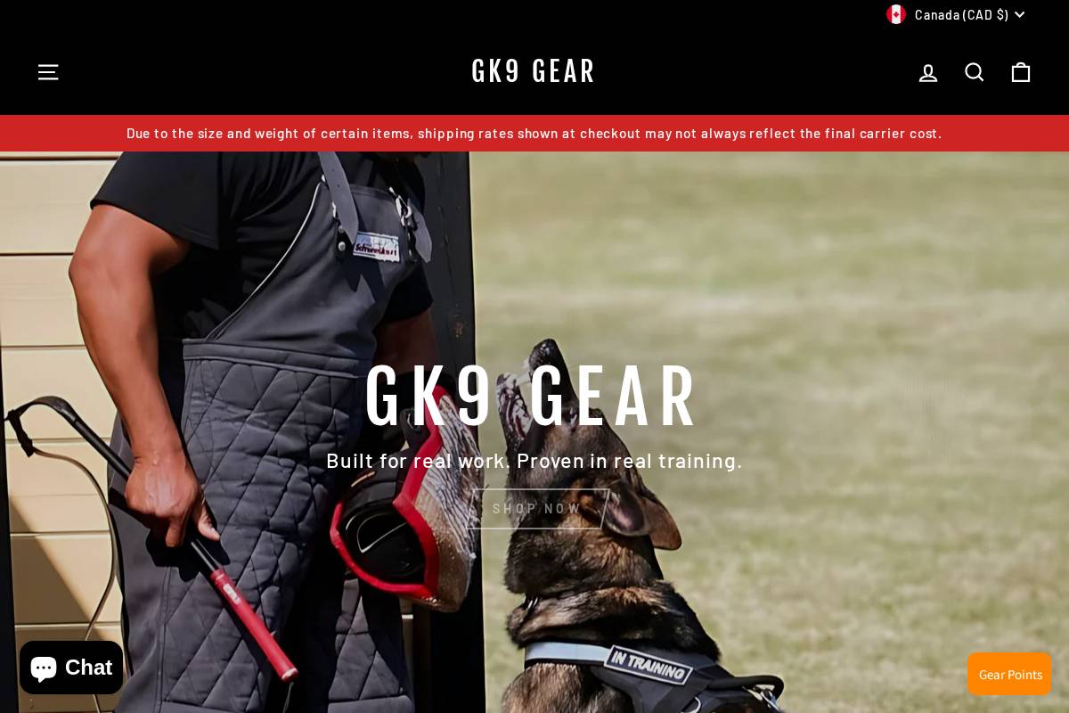 gk9gear.com homepage screenshot
