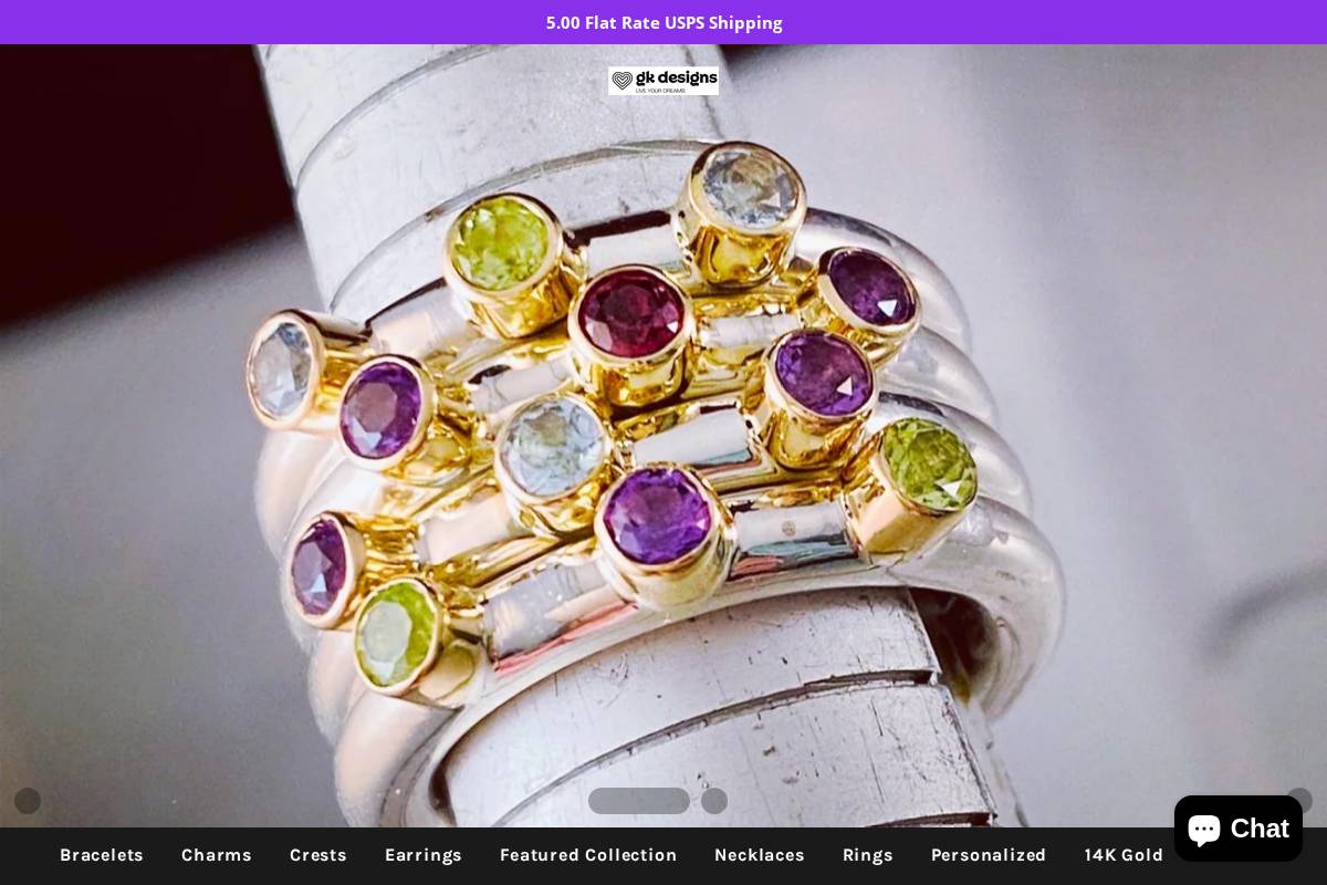 GK Designs Jewelry homepage screenshot