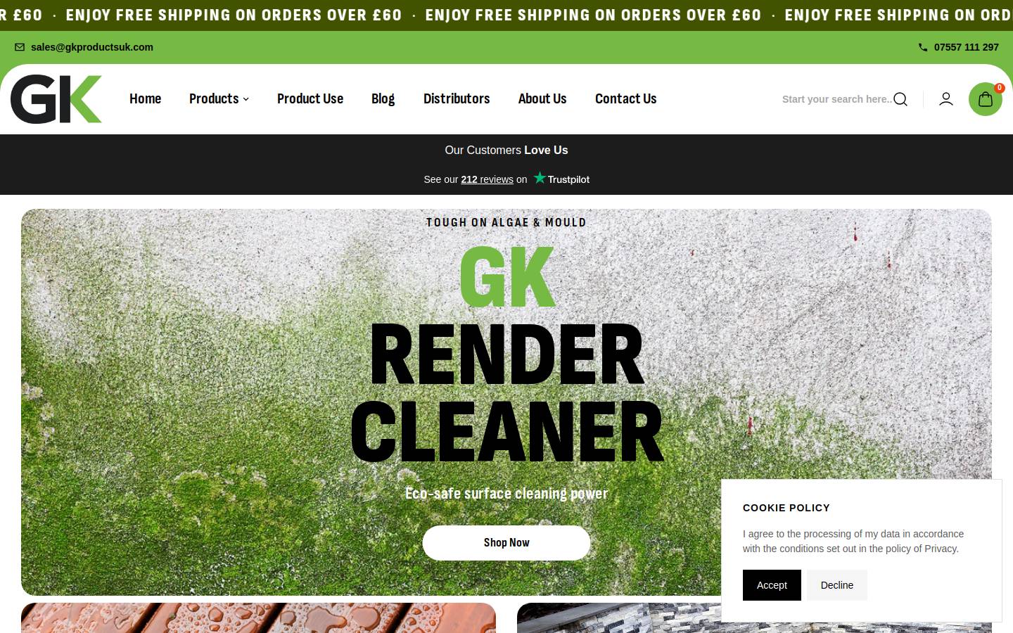 Gk Products UK homepage screenshot