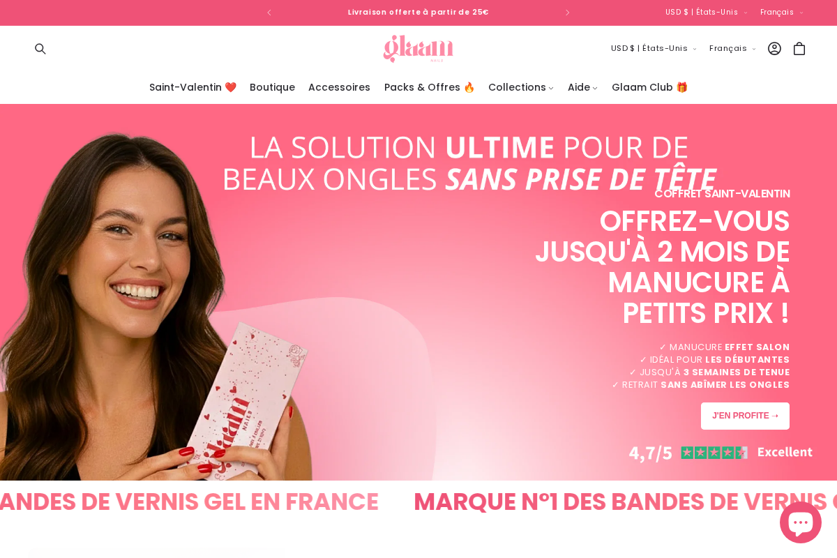 Glaam Nails homepage screenshot