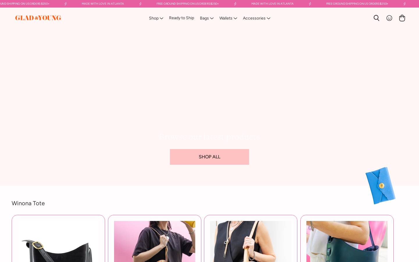 gladandyoungstudio.com homepage screenshot