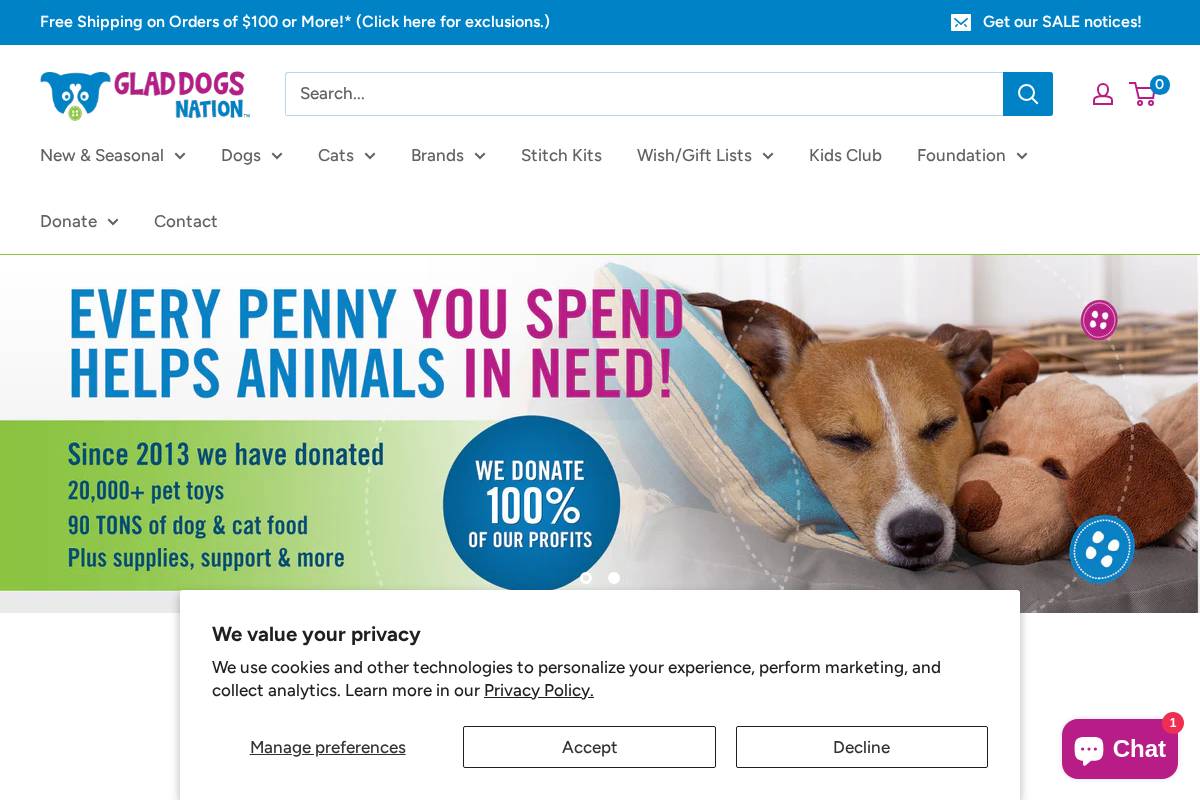 gladdogsnation.com homepage screenshot