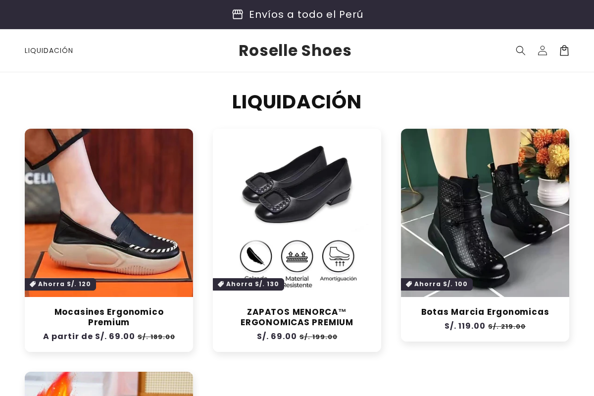 Roselle Shoes homepage screenshot