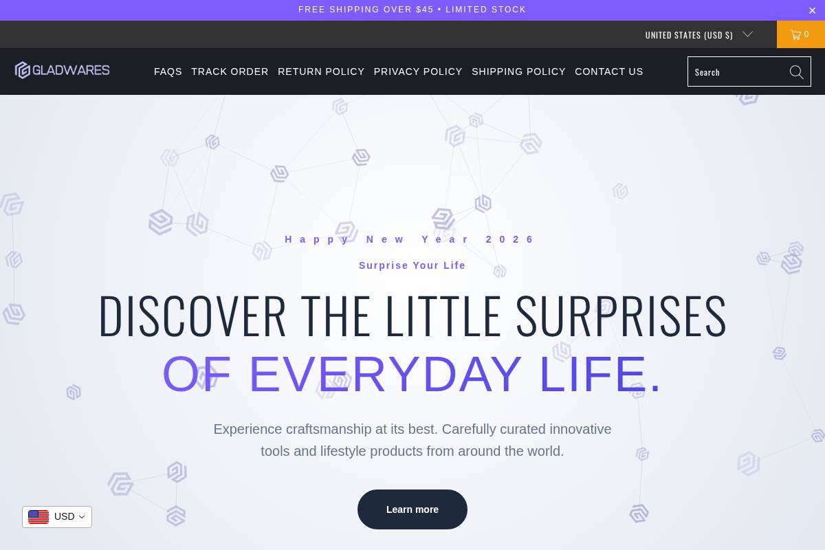 gladwares.com homepage screenshot