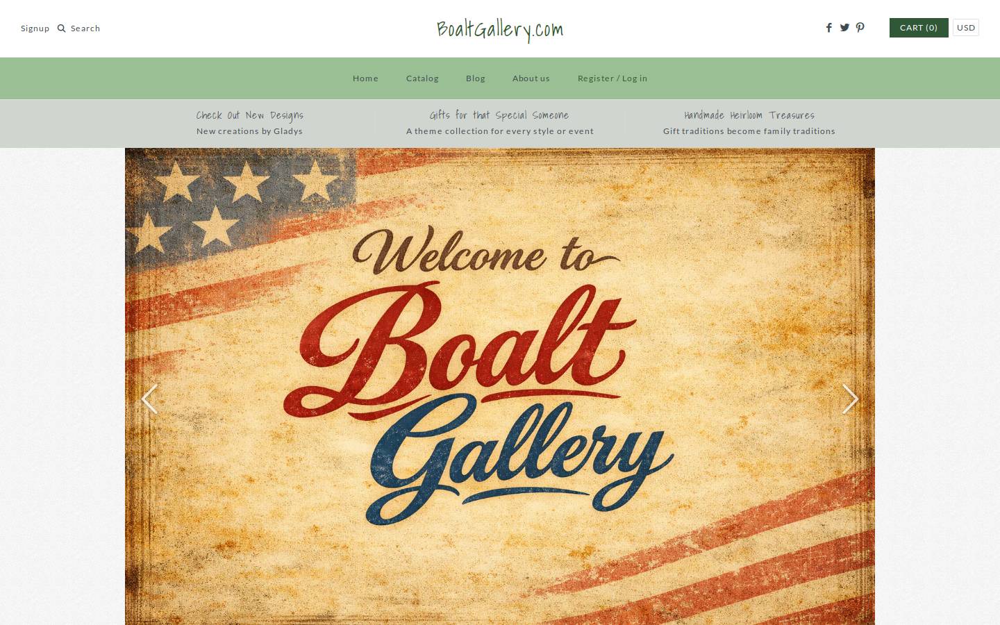 gladysboaltdesigns.com homepage screenshot