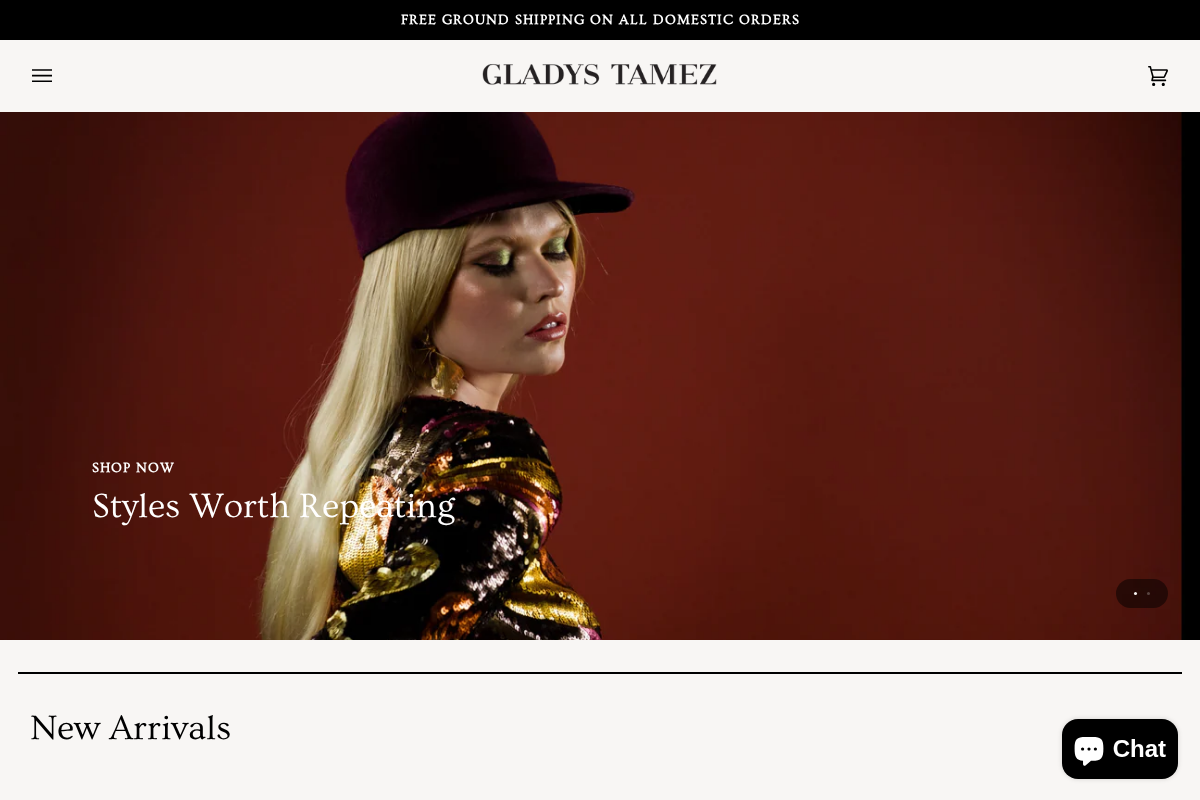 Gladys Tamez Millinery homepage screenshot