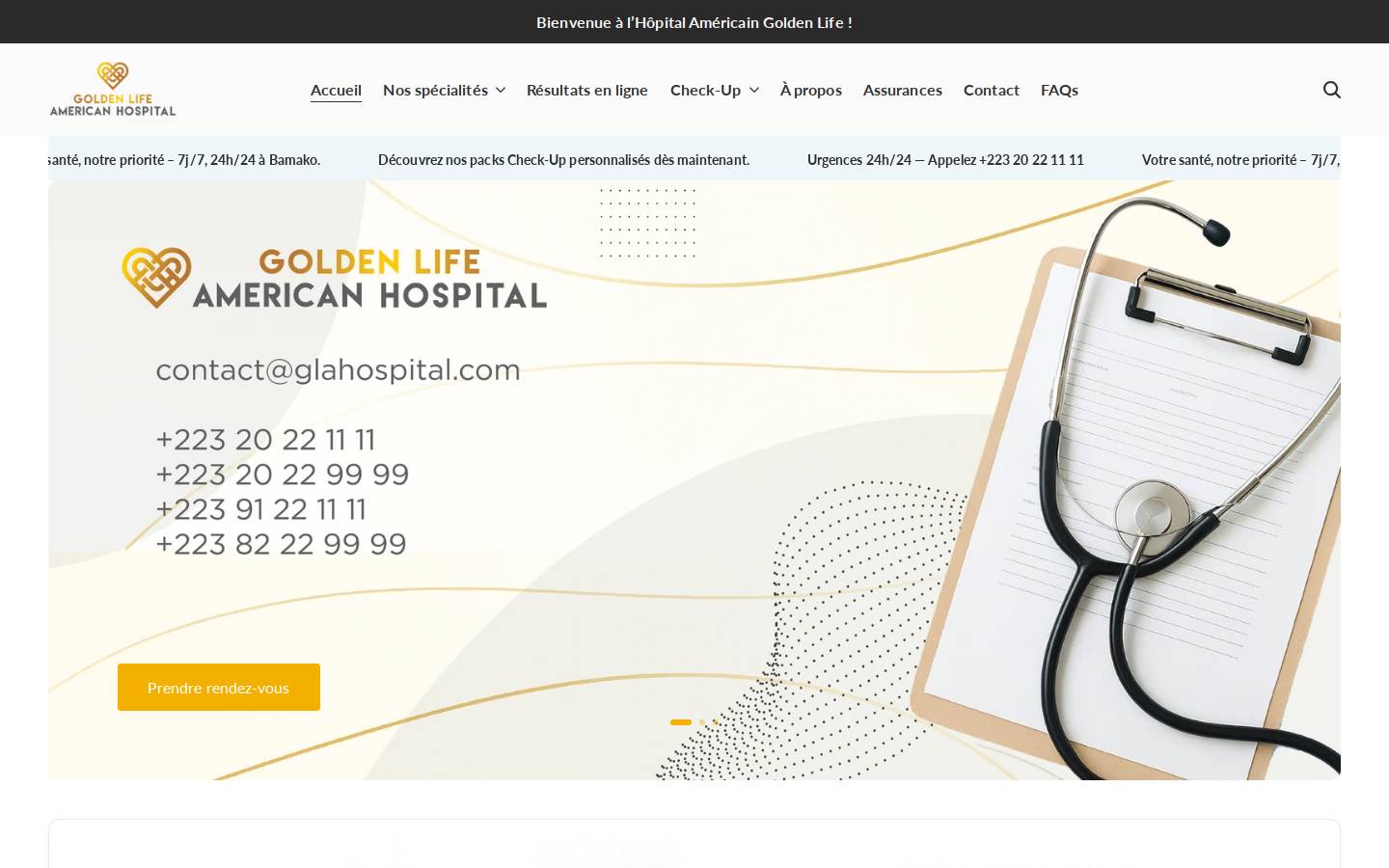 glahospital.com homepage screenshot