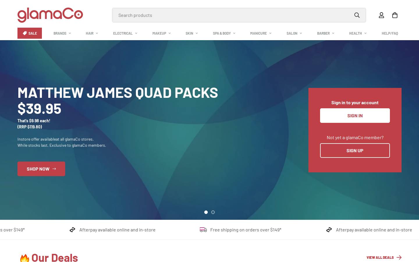Glamaco homepage screenshot