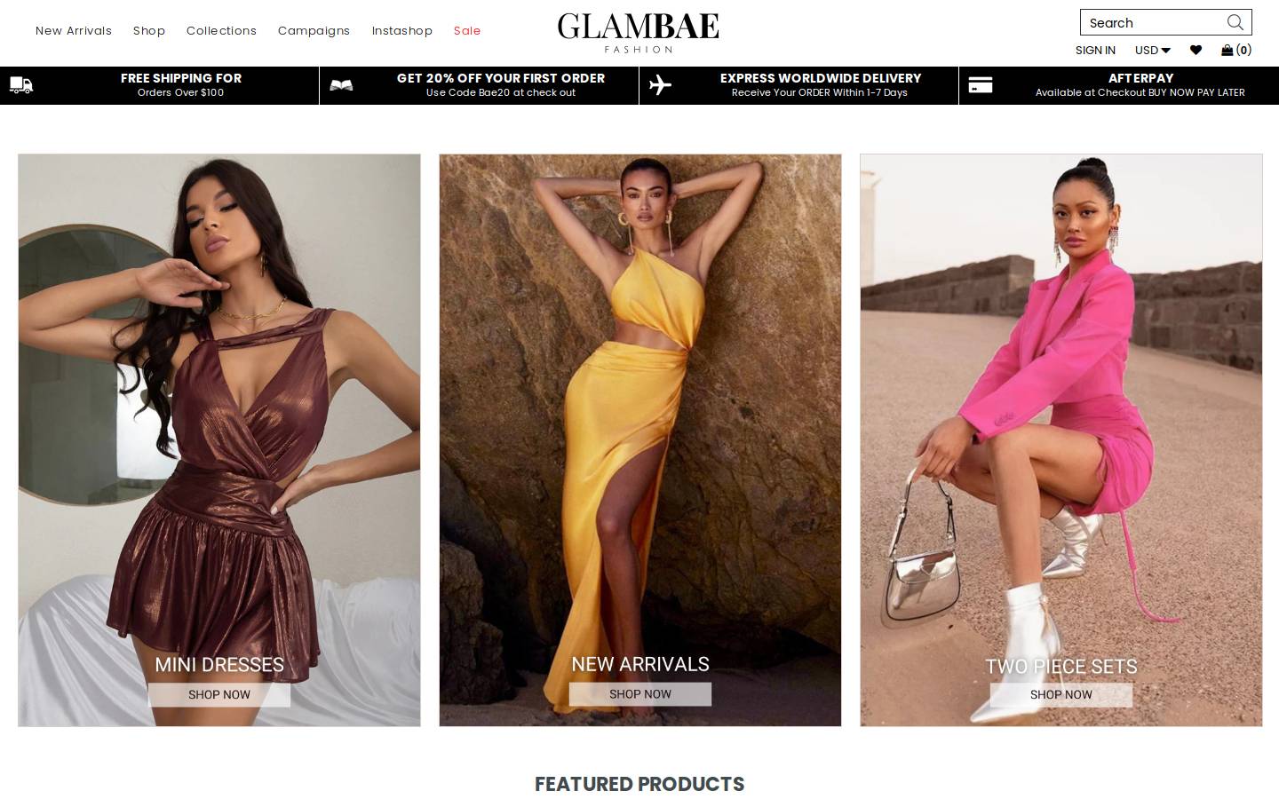 GLAMBAE FASHION homepage screenshot