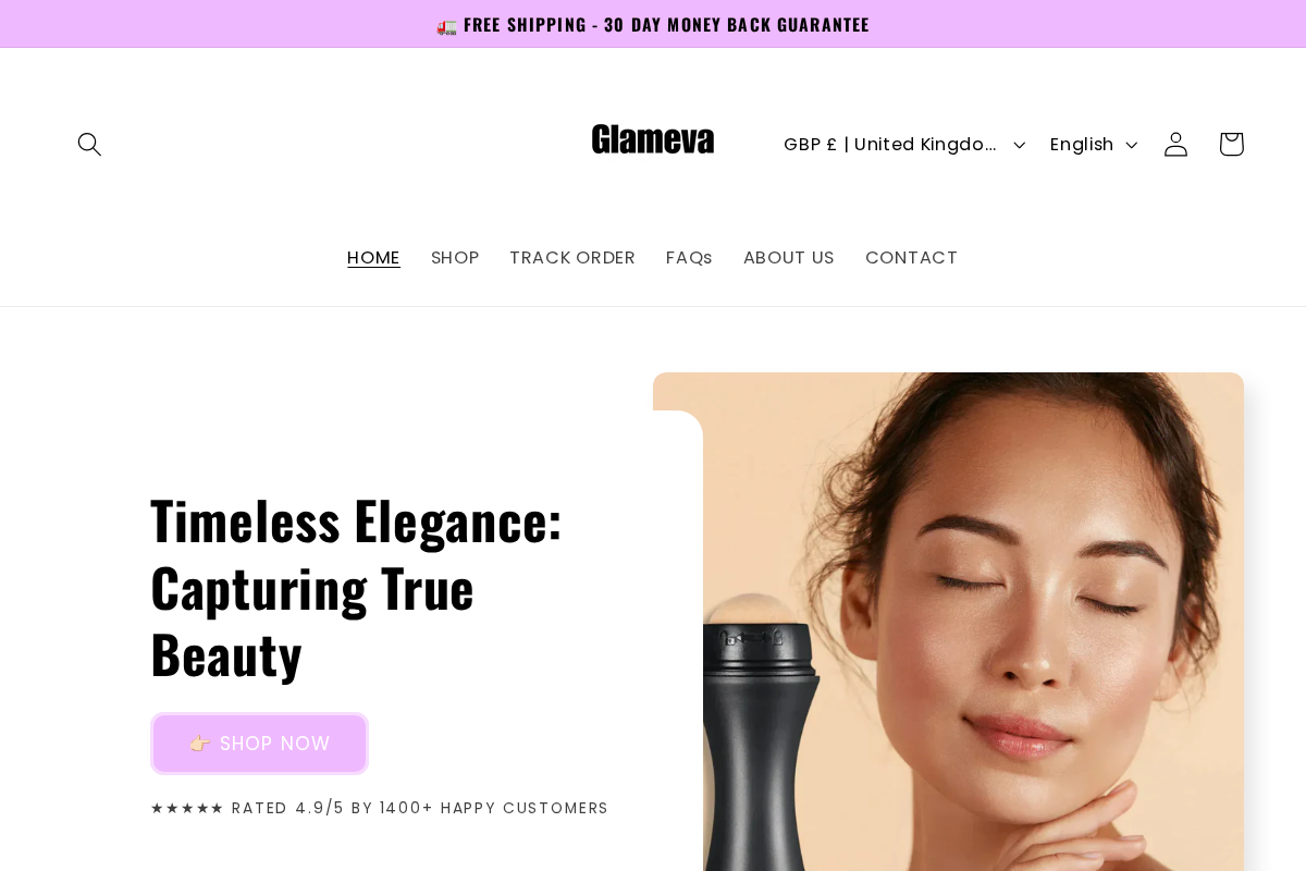 Glameva™ homepage screenshot