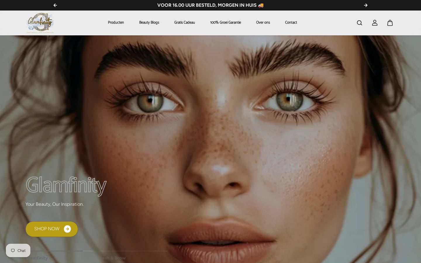 Glamfinity homepage screenshot