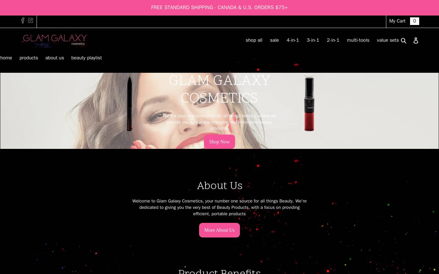 glamgalaxycosmetics.com homepage screenshot