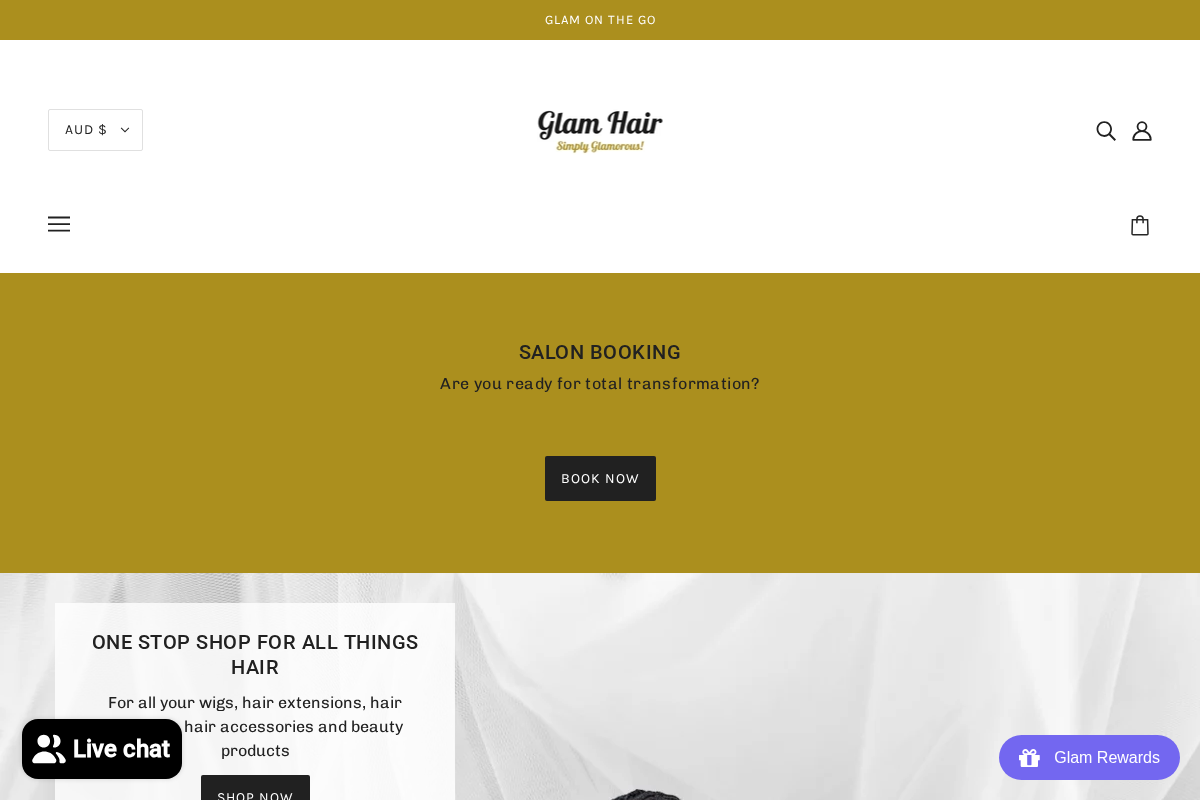 Glamhair homepage screenshot