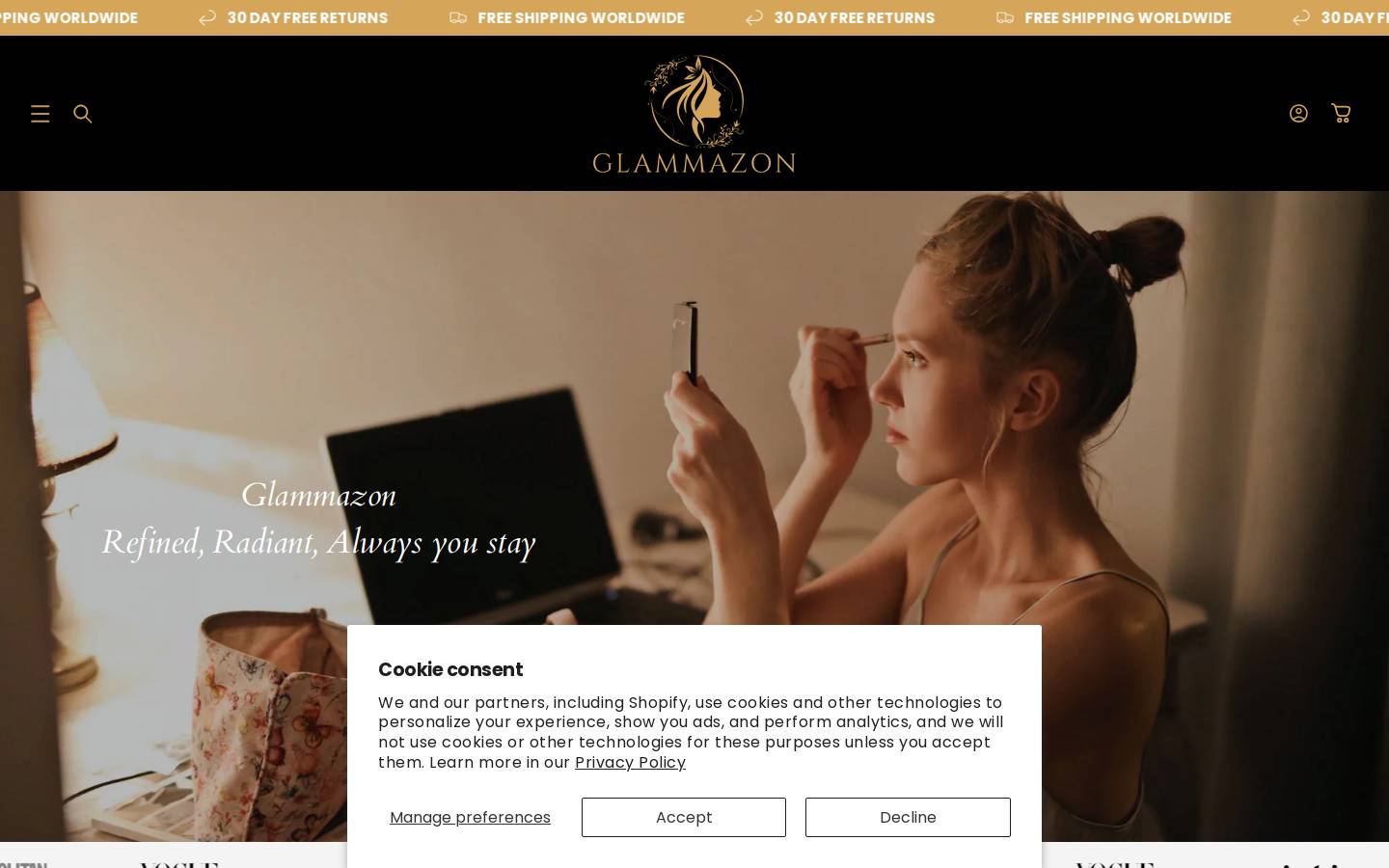 glammazon.com homepage screenshot