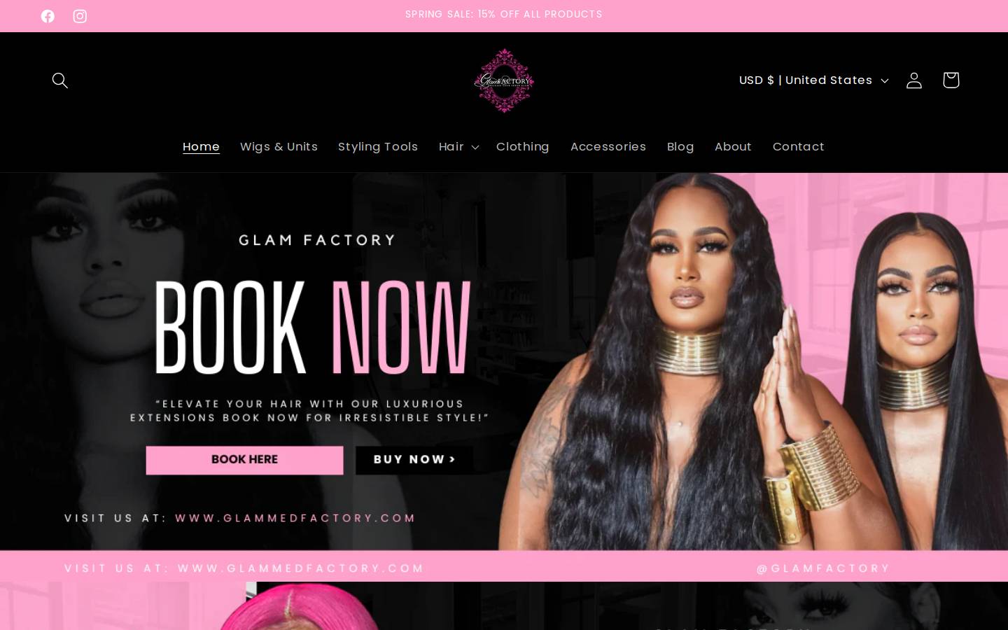 glammedfactory.com homepage screenshot
