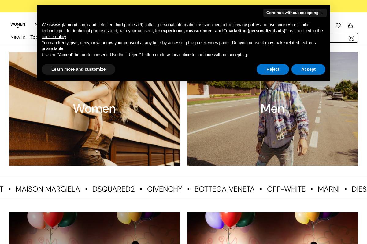 Glamood homepage screenshot