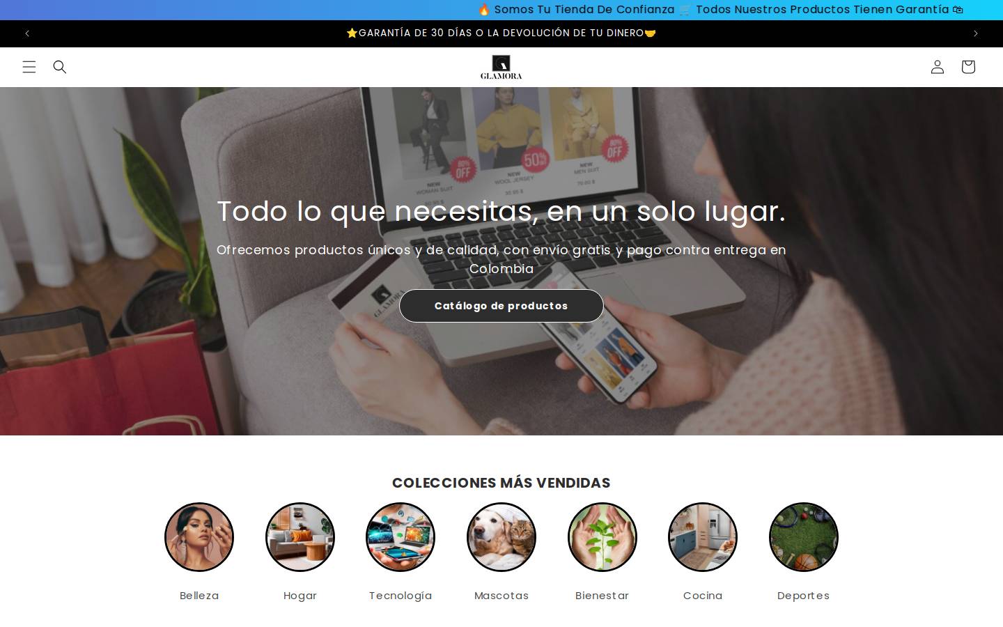 glamorastores.com homepage screenshot