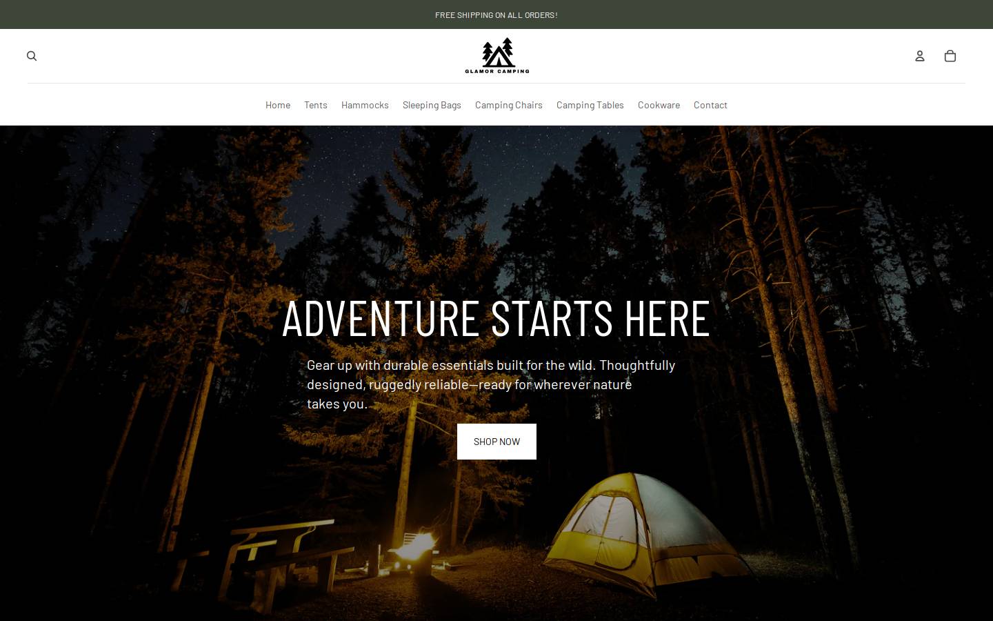 glamorcamping.com homepage screenshot