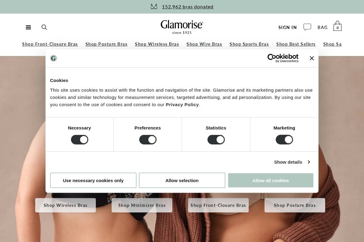 Glamorise homepage screenshot