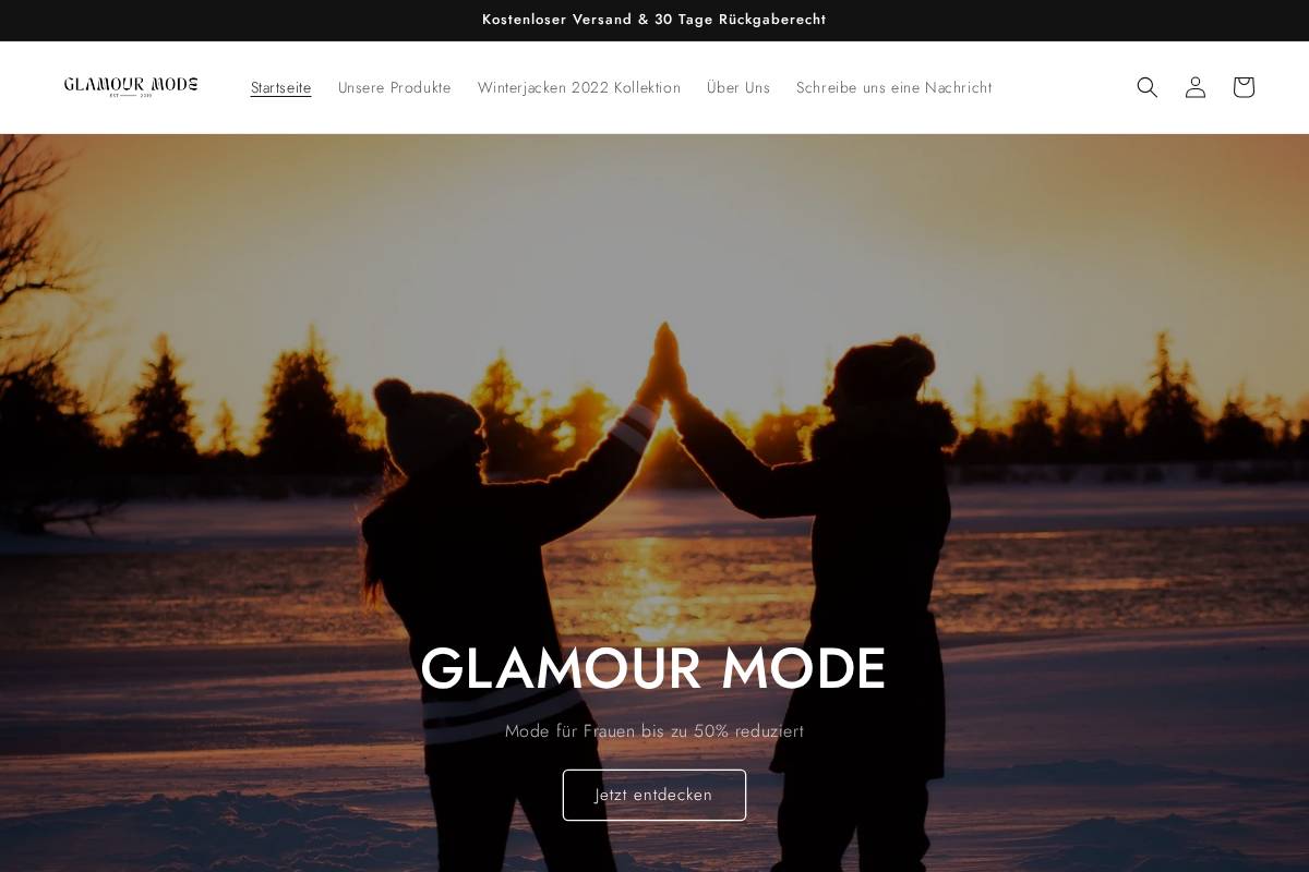 glamour-mode.com homepage screenshot