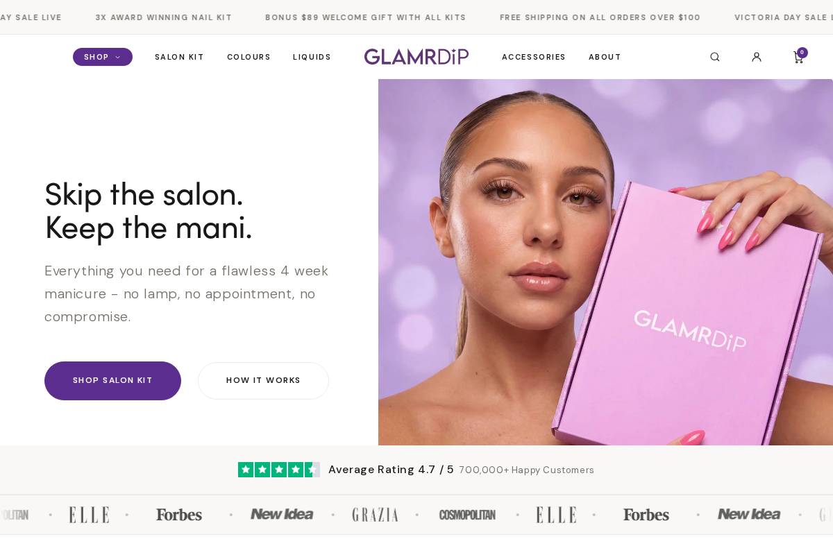 GLAMRDiP  homepage screenshot