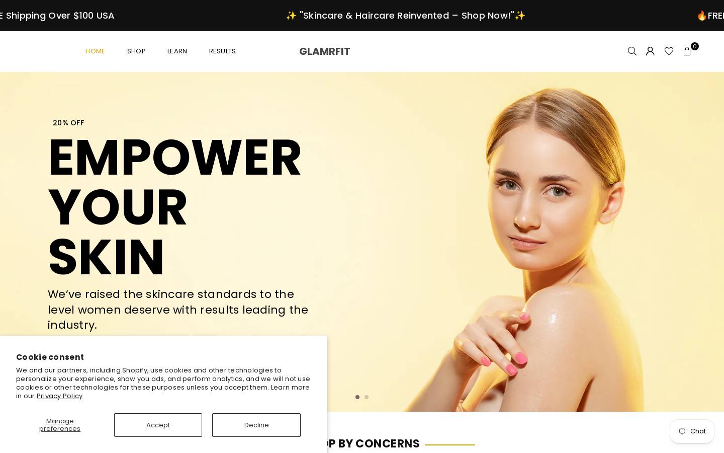 glamrfit.com homepage screenshot
