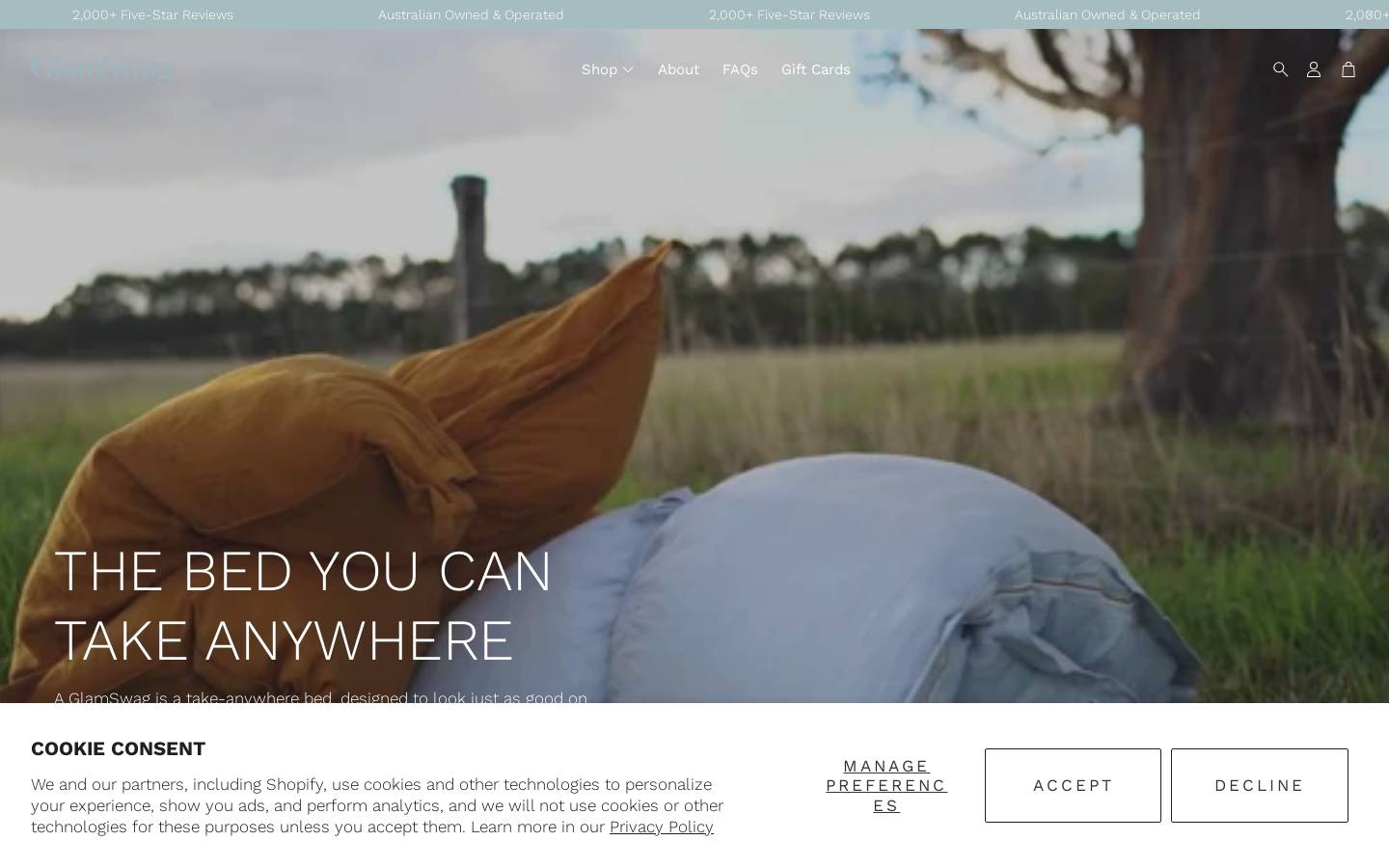 glamswag.com.au homepage screenshot