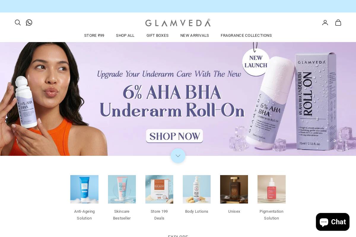 glamveda.com homepage screenshot