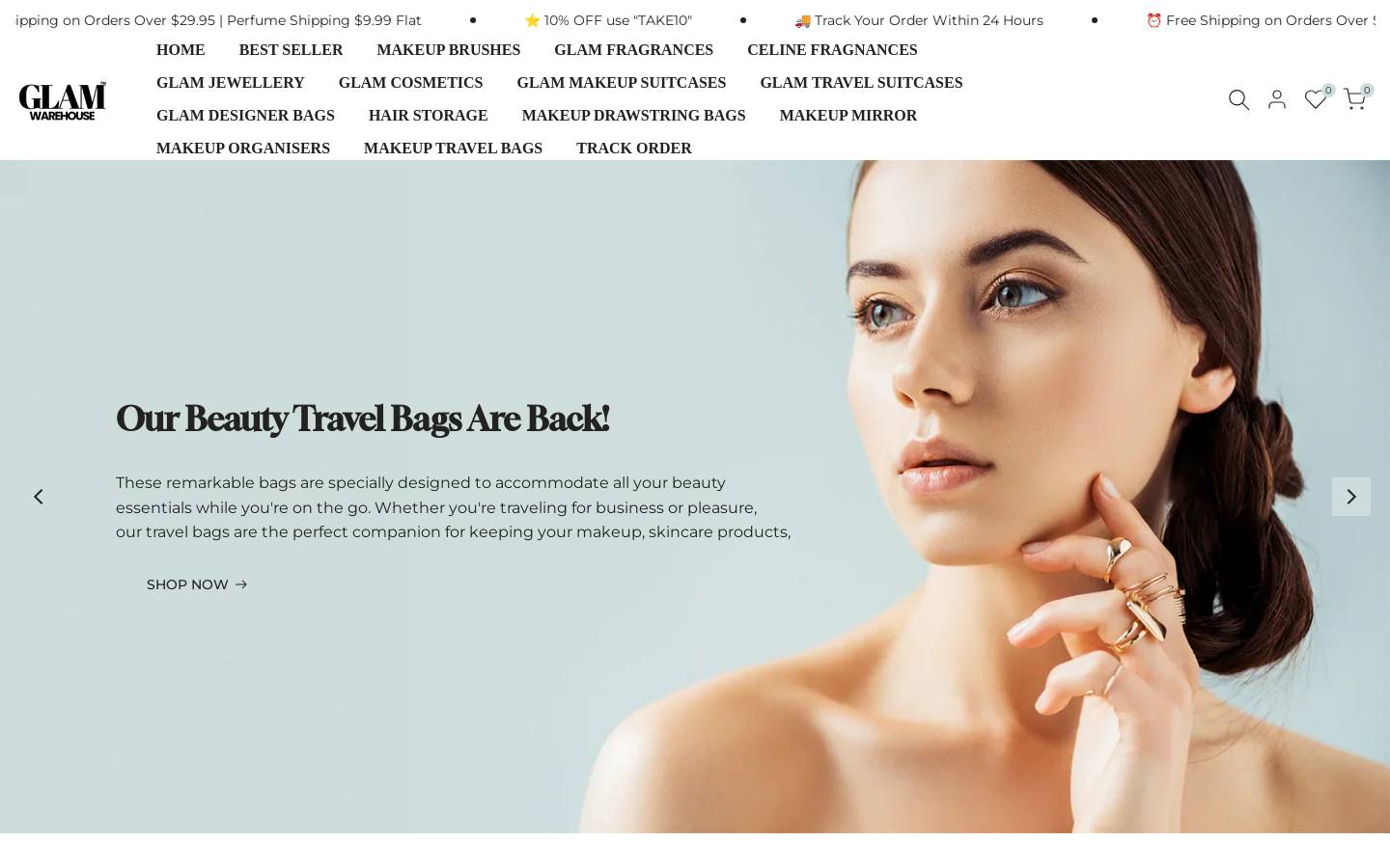 glamwarehouse.com.au homepage screenshot
