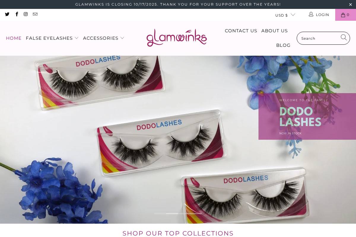 glamwinks.com homepage screenshot