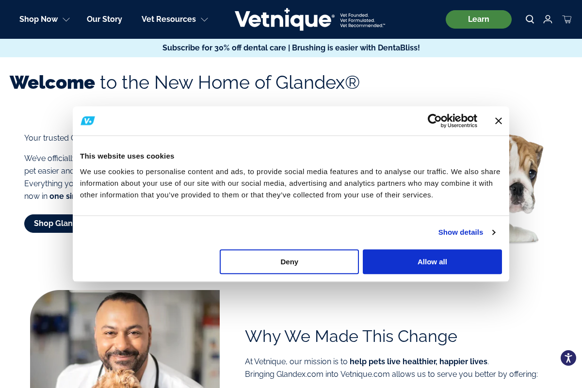 Glandex homepage screenshot
