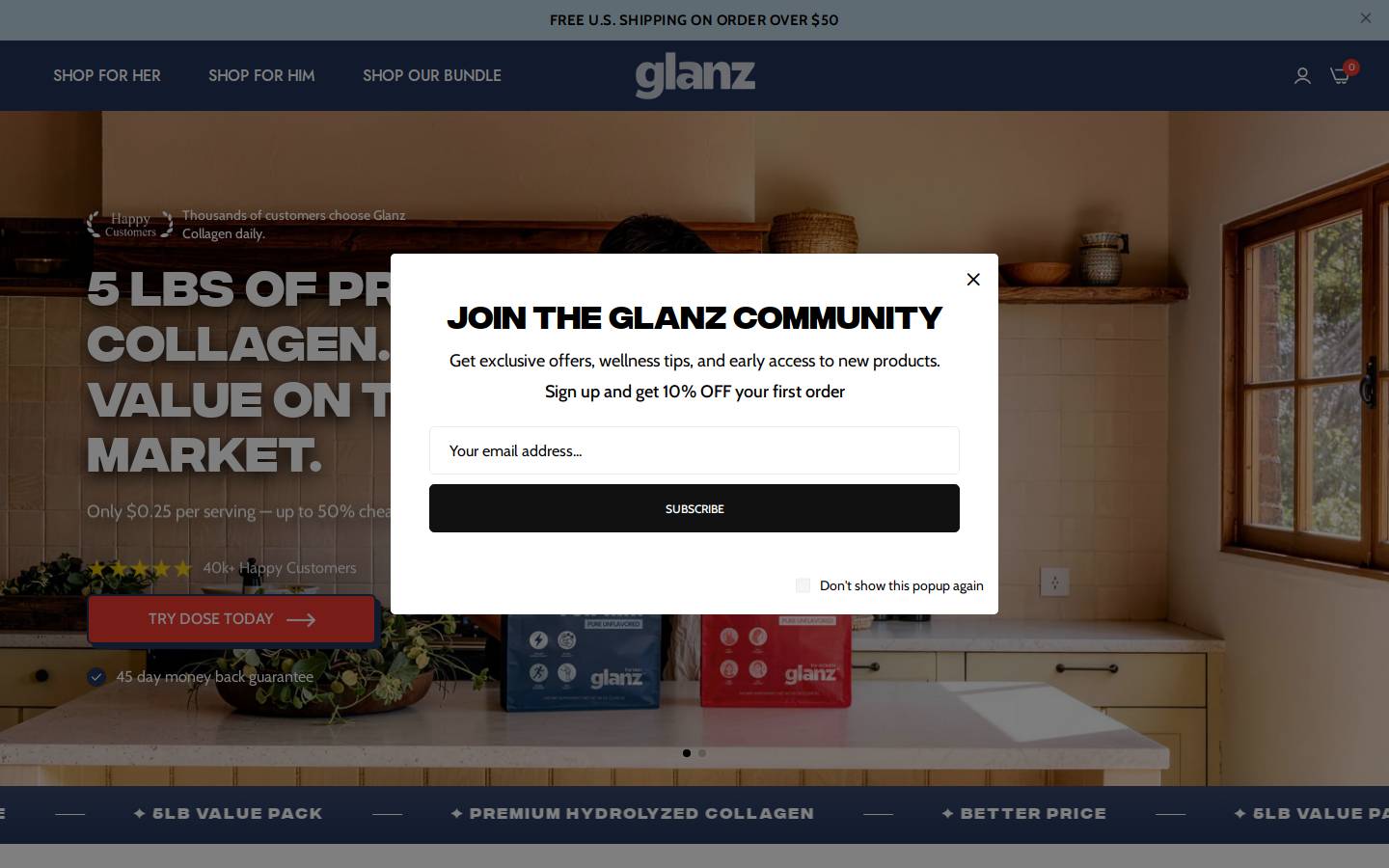glanznutrition.com homepage screenshot