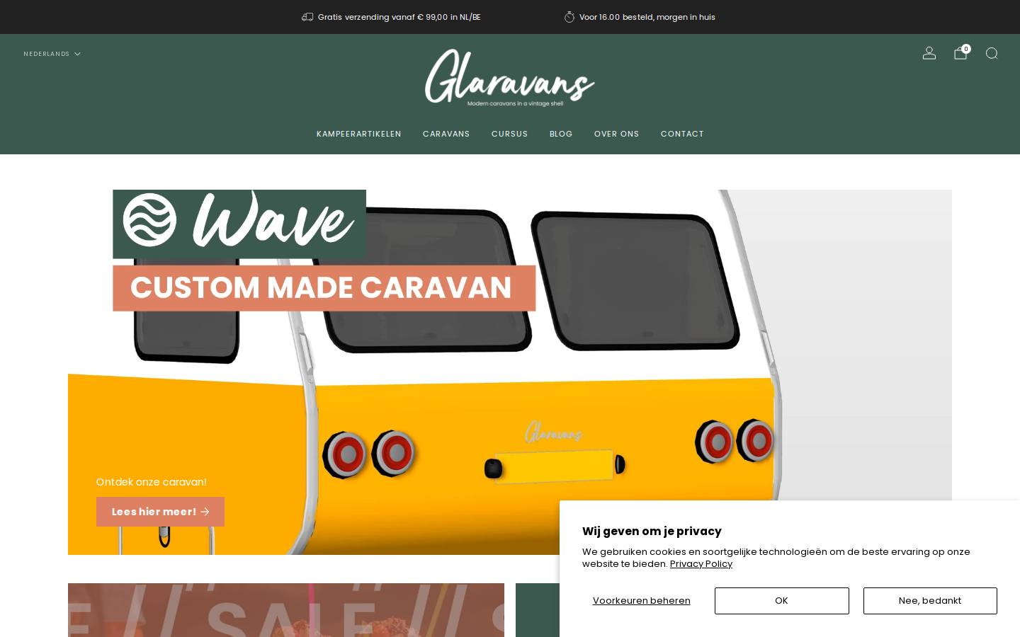Glaravans homepage screenshot