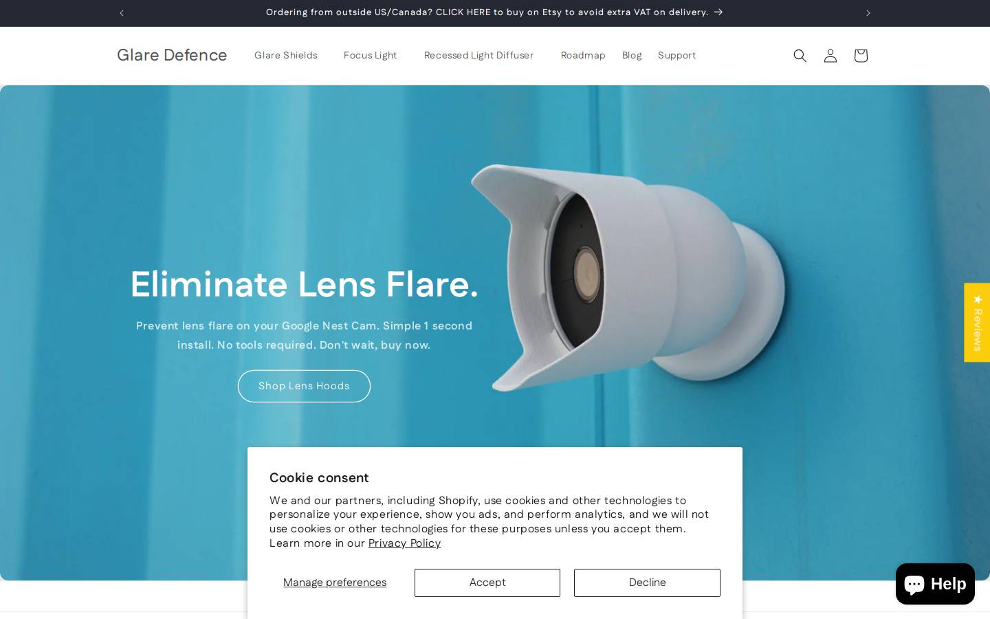 glaredefense.com homepage screenshot